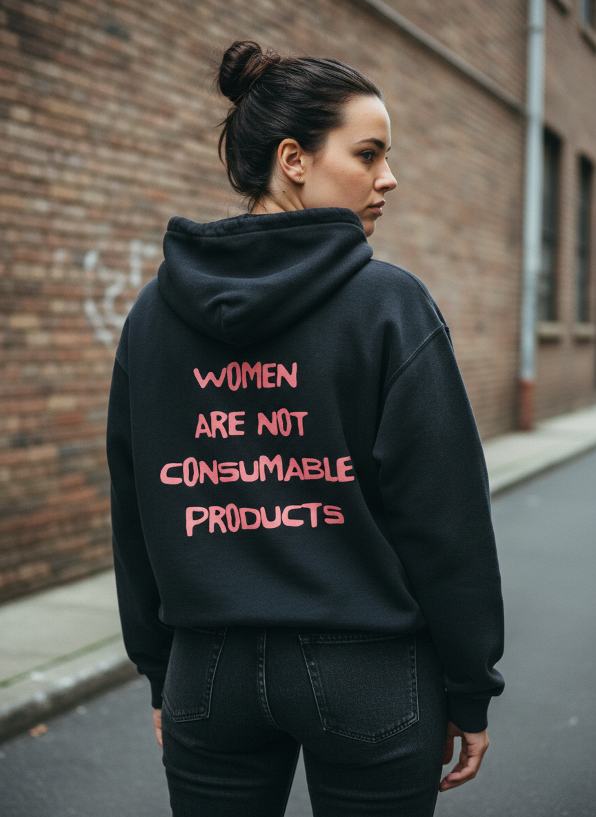 Women Are Not Consumable Products, Sunfade Oversized Hoodie