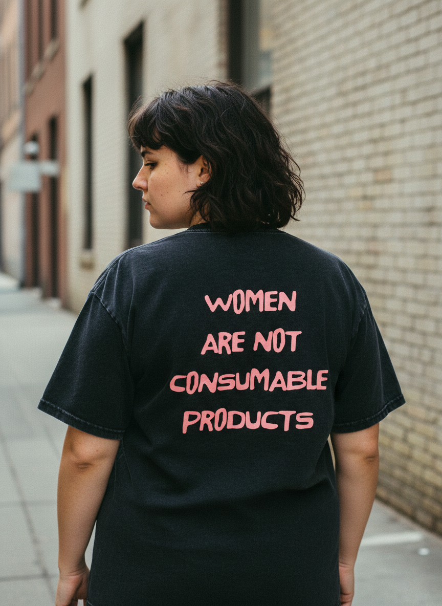 Women Are Not Consumable Products, Vintage Wash Oversized Tee